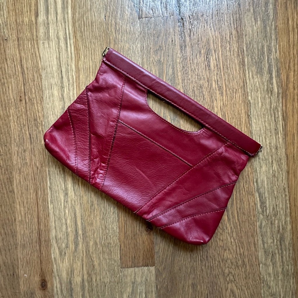 Vintage Red Leather Clutch